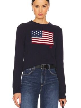 Ralph Lauren Navy Flag Intarsia Crew Sweater